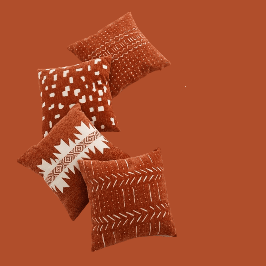 TESSERIS Red Pillow Covers (Set of Four)