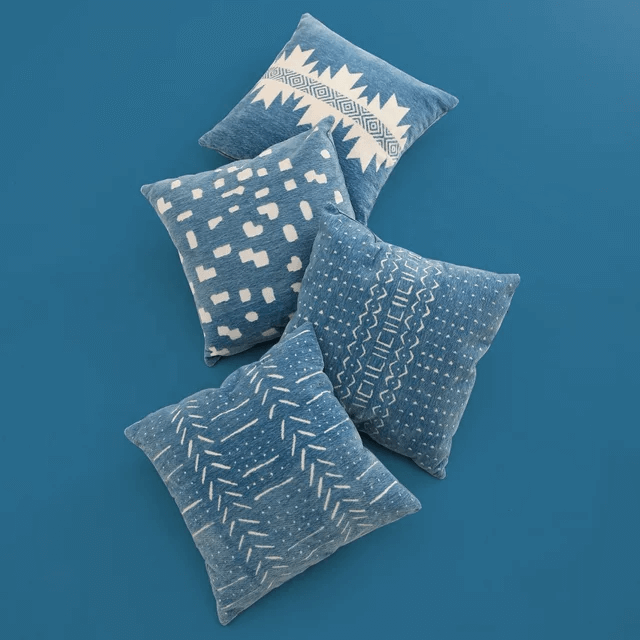 TESSERIS Blue Pillow Covers (Set of Four)