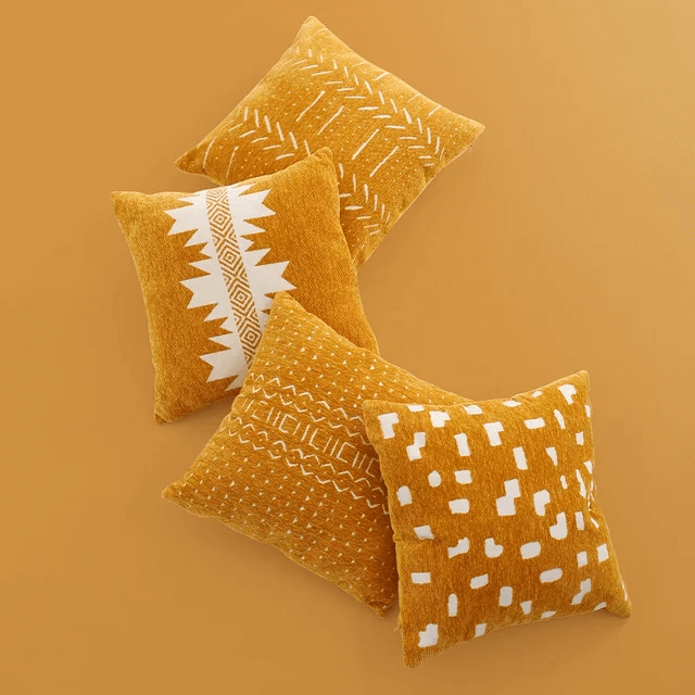 TESSERIS Yellow Pillow Covers (Set of Four)