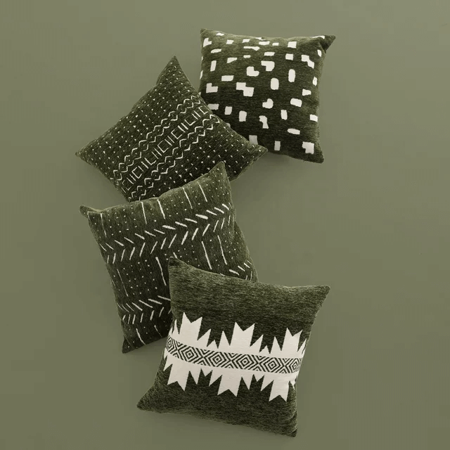 TESSERIS Green Pillow Covers (Set of Four)